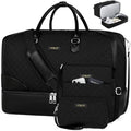 ITIEZY Weekender Overnight Bag for Women - Large Travel Duffel Bag with Shoe Compartment, Gym Duffel Bag Hospital Bag Carry On Tote Bags for Airplanes with Crossbody Bag Toiletry Bag 3Pcs Set - color: 9-black
