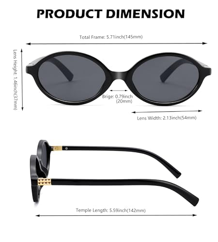 NULOOQ Retro Oval Sunglasses for Women 90s Trendy Vintage Small Round Sunnies Shades - color: A2* (Black/Brown + Black/Gray) - 2 Pack