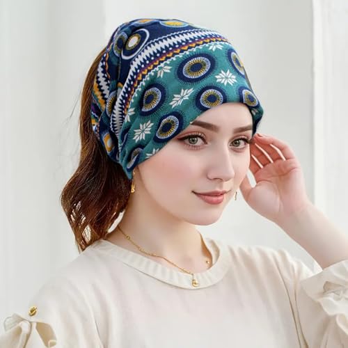 Women's Slouchy Beanie Cap Chemo Headwear Hats Scarf - color: A - Red Green