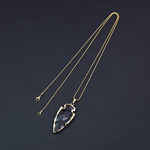 COAI Arrowhead Pendant Black Obsidian Raw Crystal Necklace for Men Women 20-32" - style: Bigger Arrowhead Pendant