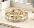 Multi-Layer Leather Wrap Bracelets for Women, Elegance Bracelet Jewelry for Women (Beige)