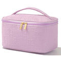 Meiyuuo Makeup Bag Large Cosmetic Bags for Women Girls Cute Travel Zipper Pouch Toiletry Organizer for Beauty Essentials Waterproof (Light Purple) - color: Embossing Purple