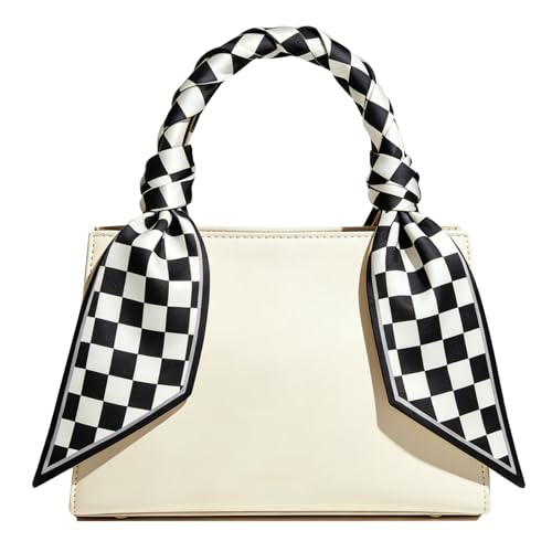 Sumolux Head Hair Scarf for Women Neck Purse Bag Handbags Scarf Like Silk - color: Black White Checkered Pattern