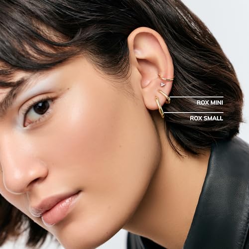 Ana Luisa Rectangle Hoop Earrings - Sterling Silver Base With 14K Gold & Silver Rhodium Plating - Chic, Dainty Mixed Metal Huggie Hoops - Hypoallergenic, Tarnish-Free, and Water-Resistant Hoops - color: Mini-Gold
