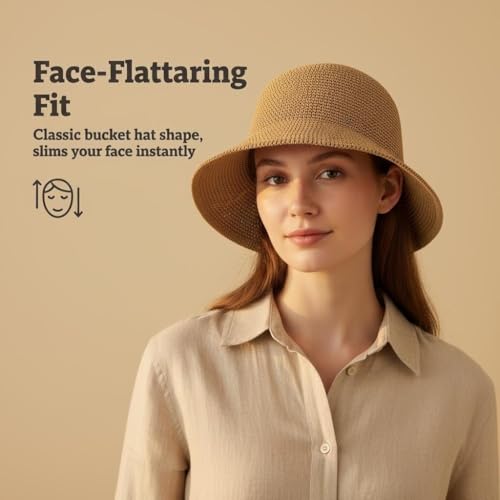 Women Straw Hat Beach Sun Cap Foldable Paper Knitted for Travel Summer Vacation Soft Lightweight Breathable - color: Khaki
