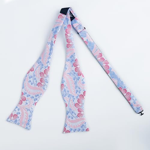 Alizeal Mens 2pcs Classic Floral Pattern Self-tied Bow Tie and Handkerchief Set - color: 035-blue+magenta