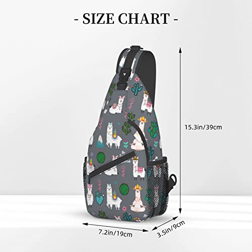 Sling Backpack For Men Hiking Daypack Crossbody Shoulder Bag Travel Chest Pack | Hiking - color: Cute Llama