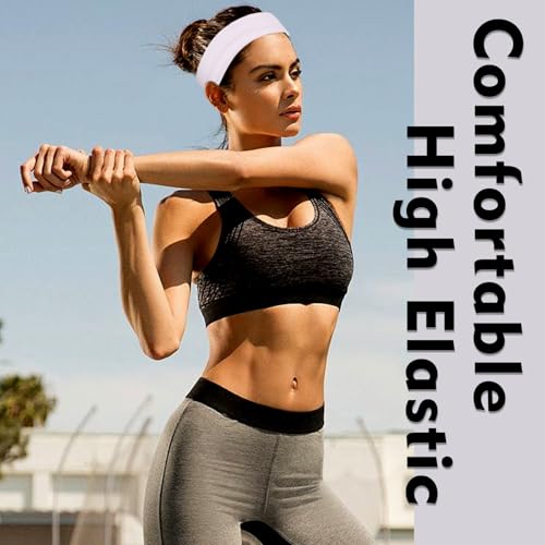 Workout Headbands Non Slip Headband Sport Headbands Sweatbands Elastic Sport Hair Bands for Sports Travel Indoor Fitness Gym - color: solid10
