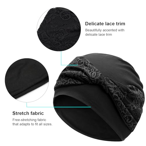 Women Knot Slouchy Beanie Chemo Hat Twist Stretch Cancer Head Wraps Sleep Head Scarf - color: Black