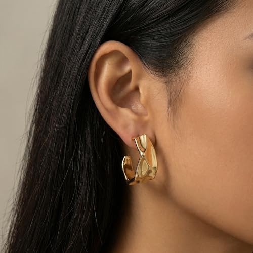 4 Pair Small Gold Hoop Earrings for Women Sensitive Ears - Hypoallergenic 14k Real Gold Plated Hoops Zirconia Cartilage Huggie Earrings Set Helix Piercing Earring Gold Jewelry for Women Gift - color: 1947 Hoop Gold