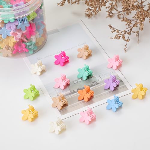 Mini Flower Hair Clips 100Pcs, Small Hair Clips Mini Claw Clips Cute Jaw Clips Hair Pins Hair Barrettes Hair Accessories for Women Girls Kids Teens - color: Multicolor