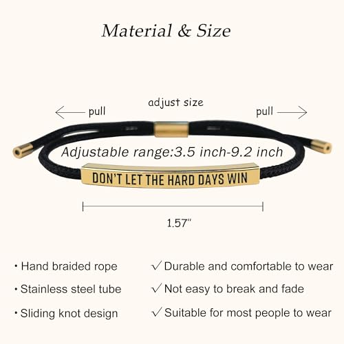 LINY Inspirational Gifts for Women Men, Dont Let The Hard Days Win Gifts, Motivational Inspirational Tube Bracelets Friendship Birthday Meaningful Gift for Friends Female - color: Dont Let-Tube Black+Gold