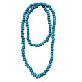 Punk Cool Colorful 8mm Wood Beads Chunky Strand Chunky Necklace Natural Wooden Chain Unisex Hip Hop Handmade African Statement Retro Bohemian Jewelry for Women Men - color: sky blue