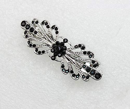 Faship Black Small Mini Floral Hair Barrette Clip - color: Black
