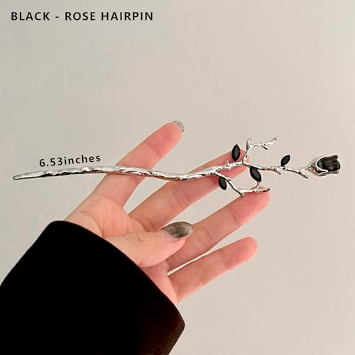 2 Pcs Hair sticks for buns,French hair pins for women,Buns and Updos with No Hair Damage,Metal Rose French Pin Great Hold,Suitable for fine & thick hairUS297