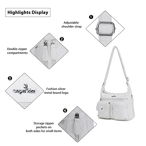 Angel Kiss Crossbody Bags for Women, Ladies Shoulder Handbags and Purses Medium Faux Leather Pocketbooks | Ladies - color: 1white