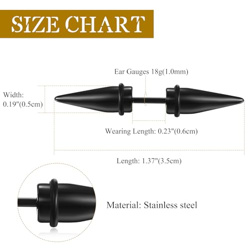 Aroncent 12PCS Stainless Steel Fake Tapers Mens Earrings Illusion Tunnel Cheater Piercing Jewelry Set for Men Women - color: A8