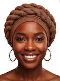 Woeoe Women African Turbans Pre-Tied Twisted Grey Hat Rhinestone Stretchy Head Wrap for Church Party - color: Khaki