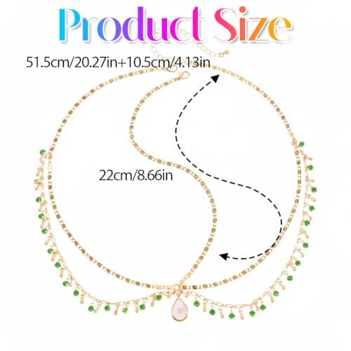 Aukmla Boho Head Chain Opal Rhinestone Headpiece Forehead Fashion Headband Hair Accessories for Women