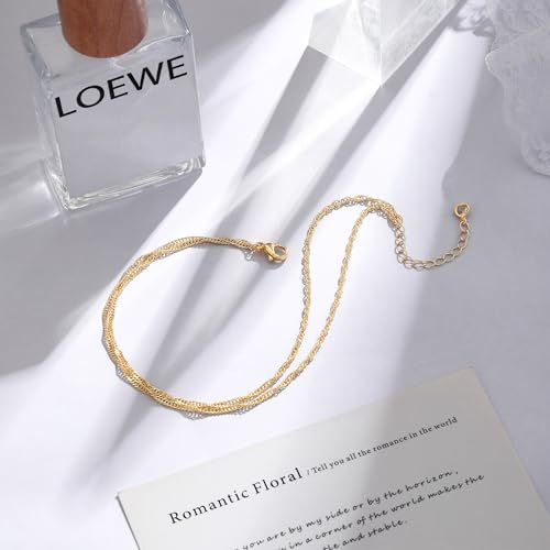 VIROMY Gold Ankle Bracelets for Women - Layered Anklets for Women Waterproof Beach Jewelry Gifts - color: Anklet A-Gold