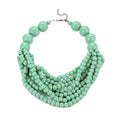 COLORFUL BLING Boho African Wooden Beaded Strands Necklace Ethnic Layered Chunky Collar Choker Wood Necklace for Women Hip Hop Statement Jewelry - color: green