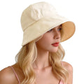 Women Wide Brim Sun Hat Adjustable Packable Beach UV Protection Gardening Hats - color: Beige-02