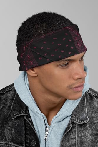 Motique Accessories Two Tone Paisley Bandana - Set of 3 - color: Black Pink