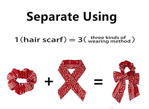 Hair Ties with Ribbons,6PCS Paisley Bow Scrunchies | Scrunchie Bowknot,Hair Ribbon,Bow Ponytail,Soft,Cute,Hair Accessories for Women,2 in 1 - color: NO1