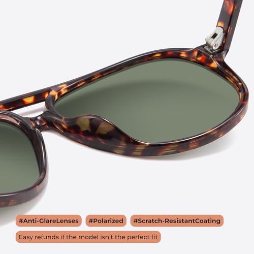 livho Trendy Polarized Aviator Sunglasses Women Men, Retro Sun Glasses for Women Men 2025, Oversized UV Protection Shades - color: Brown Tortoise/Green