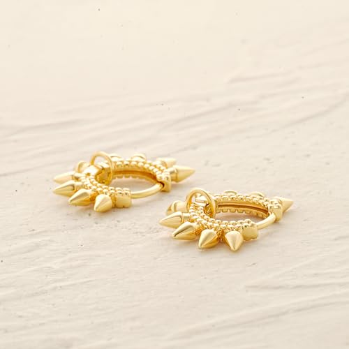 MYEARS Women Earrings Gold Huggie Hoop 14K Small Simple Hypoallergenic Everyday Jewelry - style: Arrow