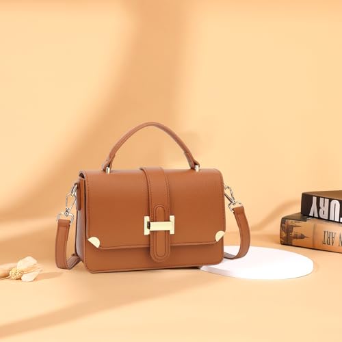 LL LOPPOP Women's Small Classy Crossbody Purse Top Handle Handbags Leather Satchel Bags for Women - color: B-brown