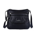 Angelkiss Small Womens Crossbody Bag Leather Shoulder Purse for Women Hobo Bag with Adjustable Shoulder Strap - color: Black