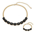 Fashionable Chunky Plated Tennis Rhinestone Statement Necklace Jewelry Set for Women Multicolor gem necklace with Great Sparkle and Shine Design for Women to Easy Match - color: BLACK rhinestone necklace