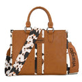 Montana West Wrangler Animal Print Tote Bag for Women Western Purse Boho Top Handle Satchel Handbag - color: Cow Brown