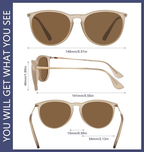 WOWSUN Retro Polarized Sunglasses Womens Trendy Round Classic Glasses - color: 3 Pack: Black+yellow Leopard + Khaki