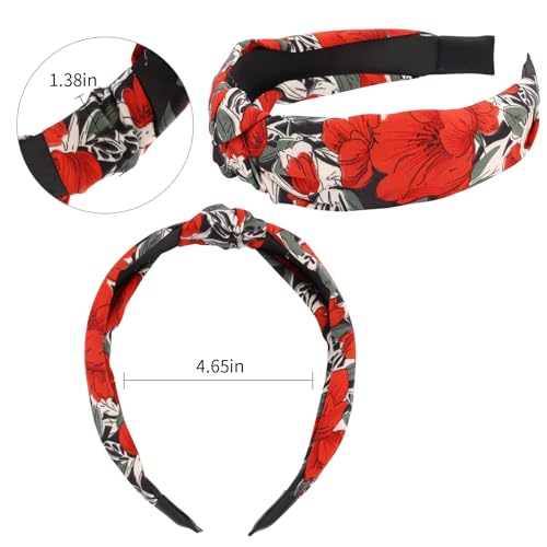VELSCRUN Headbands for Women Girls 12 Pack Stylish Top Knotted Headbands Flower Headband For Women's Hair Non Slip Women Fashion Head Bands Wide Hairband Mom Sisters Hair Accessories - color: Headband 38