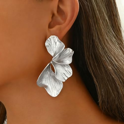 Chunky Earrings Big Statement Earrings for Women Trendy Large Floral Ginkgo Leaf Flower Earring Irregular Long Drop Dangle Earrings Chunky Jewelry - style: 1 - S