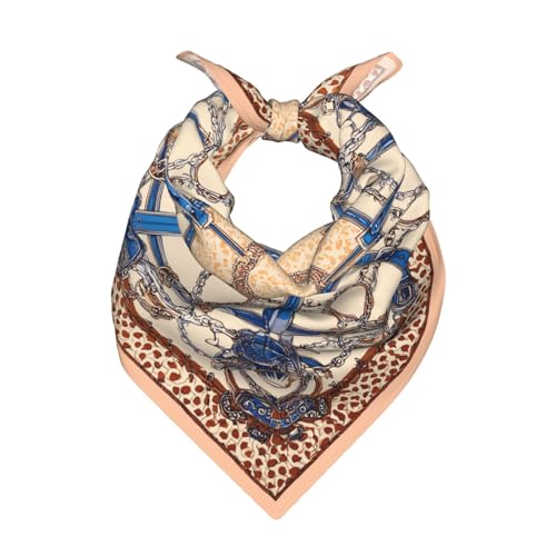 Head Scarf Hair Neck Scarves for Women Fashion Silk Satin Purse Bag Scarfs Handbags Bandana Neckerchief - color: Beige Cream Blue Chain