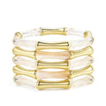 Gold Tube Bangle Bracelets for Women Stackable Bamboo Chunky Acrylic Beads Stretch Friendship Summer Beach Bracelet Jewelry - color: Colorful 02