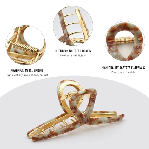 MEDOCA Large Claw Clips - Metal Hair Clips for Women - Gold Claw Clip for Thick Hair - Strong Hold Big Claw Clips for Women Girls - Bule - color: 2.Blue