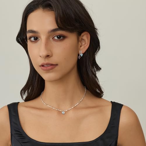 ARSIS 18K Gold Plated Shell Pearl Necklace for Women, 35"/45" Long Dainty Pearl Layering Necklace Beaded Choker, Vintage Boho Strand Necklace Vacation Jewelry Gift for Birthday Anniversary Party - color: Silver-Pearl+CZ