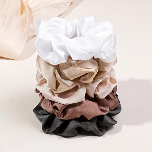 Hair Ties Scrunchies for Women's, for Girls Big Scrunchies Both for Thick Hair or Thin Hair Curl Hair No Crease Ponytail Holder No Hurt Your Hair - color: Soft Mixed
