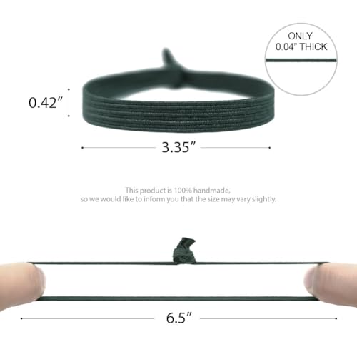 HAVHAF Knotted Mens Hair Ties For Men 8pcs (Thin, Forest) - No damage Crease Breakage Man Bun Hair Tie Men with Long Hair For Curly Thick Elastic Hair Ties For Guys | Perfect hairtie - color: Forest