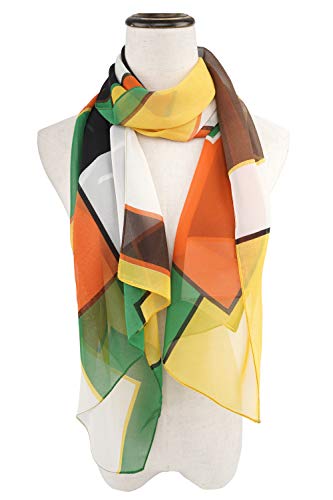 YOUR SMILE Ladies/Women's Lightweight Floral Print/Solid Color mixture Shawl Scarf For Spring Summer season - color: Check/Green Yellow