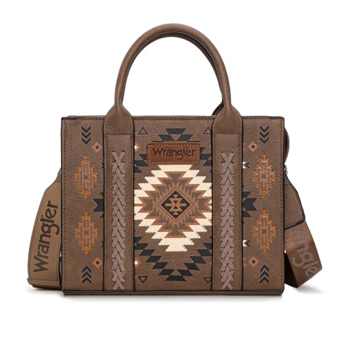 Wrangler Tote Bag for Women Western Purse and Aztec Satchel Handbag - color: Aztec Khaki