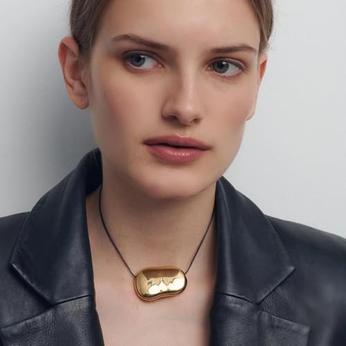 Frodete Statement Necklace for Women Chunky Gold Necklaces Long Pendant Necklace Boho Necklaces Gold Pendant Jewelry Cowboy Chic Style Cowgirl Outfit - color: gold statement necklace