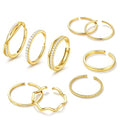 Jstyle Gold Stackable Rings for Women Non Tarnish Open Adjustable Rings Cubic Zirconia Thin Thumb Silver Ring Set 14K Gold Filled Pinky Knuckle Stacking Set - Dainty Statement Promise Band Ring Sets