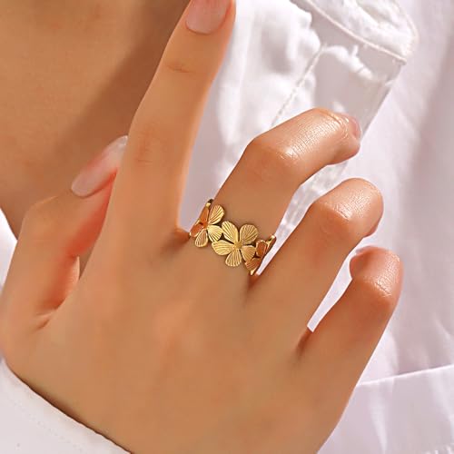 Thumb Rings for Women Chunky Gold Rings for Women Non Tarnish Stainless Steel Adjustable Rings Thumb Silver Ring Wave Curve Ring Dainty Unique Rings - style: 2 - G