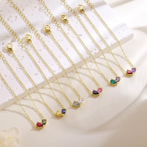 Turandoss Gifts for Women Her Daughter - 6 7 8 9 10 11 12 13 14 15 16 Year Old Girls Birthday Gifts, 14K Dainty Gold Plated Created Birthstone Bracelets for Women Girls Teens Jewelry Gifts - color: 04-08-Apr-Aug-Birthstone