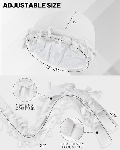 Ababalaya Adjustable Satin Lined Halo Turban Durag for Men &Women Twisted Tassel Head Wraps - color: White